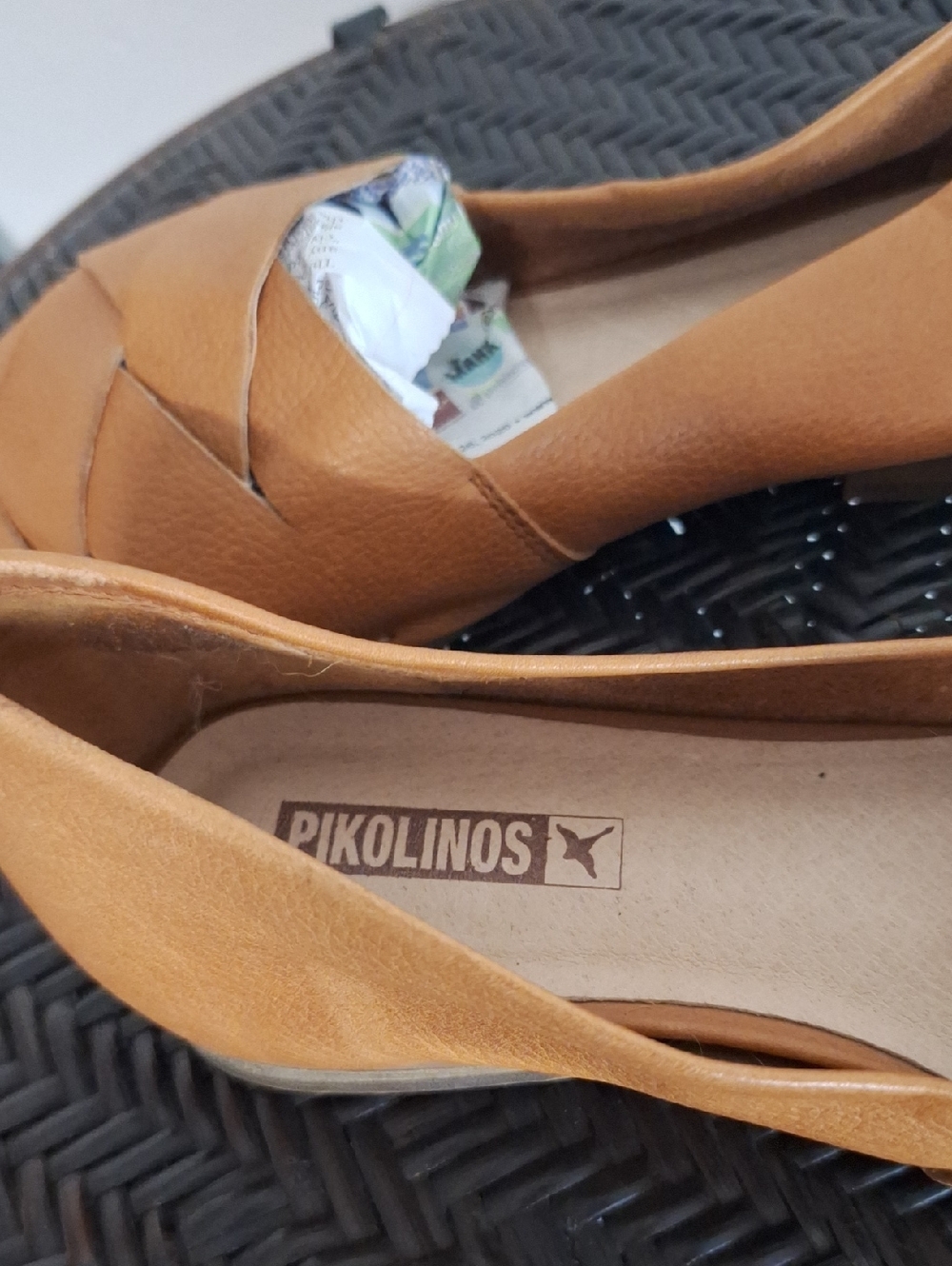Pikolinos Caleta W7X-4778BG Woven Leather Pointed Toe Flats Cognac Size 39 - Picture 4 of 9